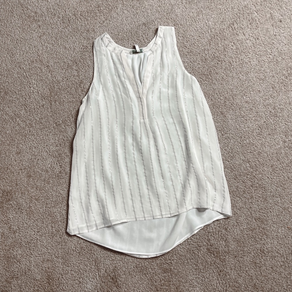 Joie white gold stripe silk sleeveless blouse